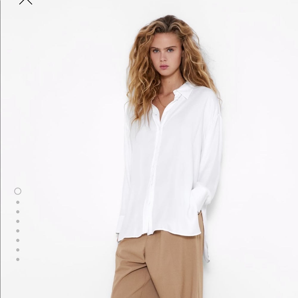 ‘Satin Effect’ white button up